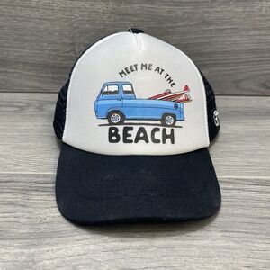 Grom Squad Hat Meet Me At The Beach Black White Trucker Toddler Baby Adjustable